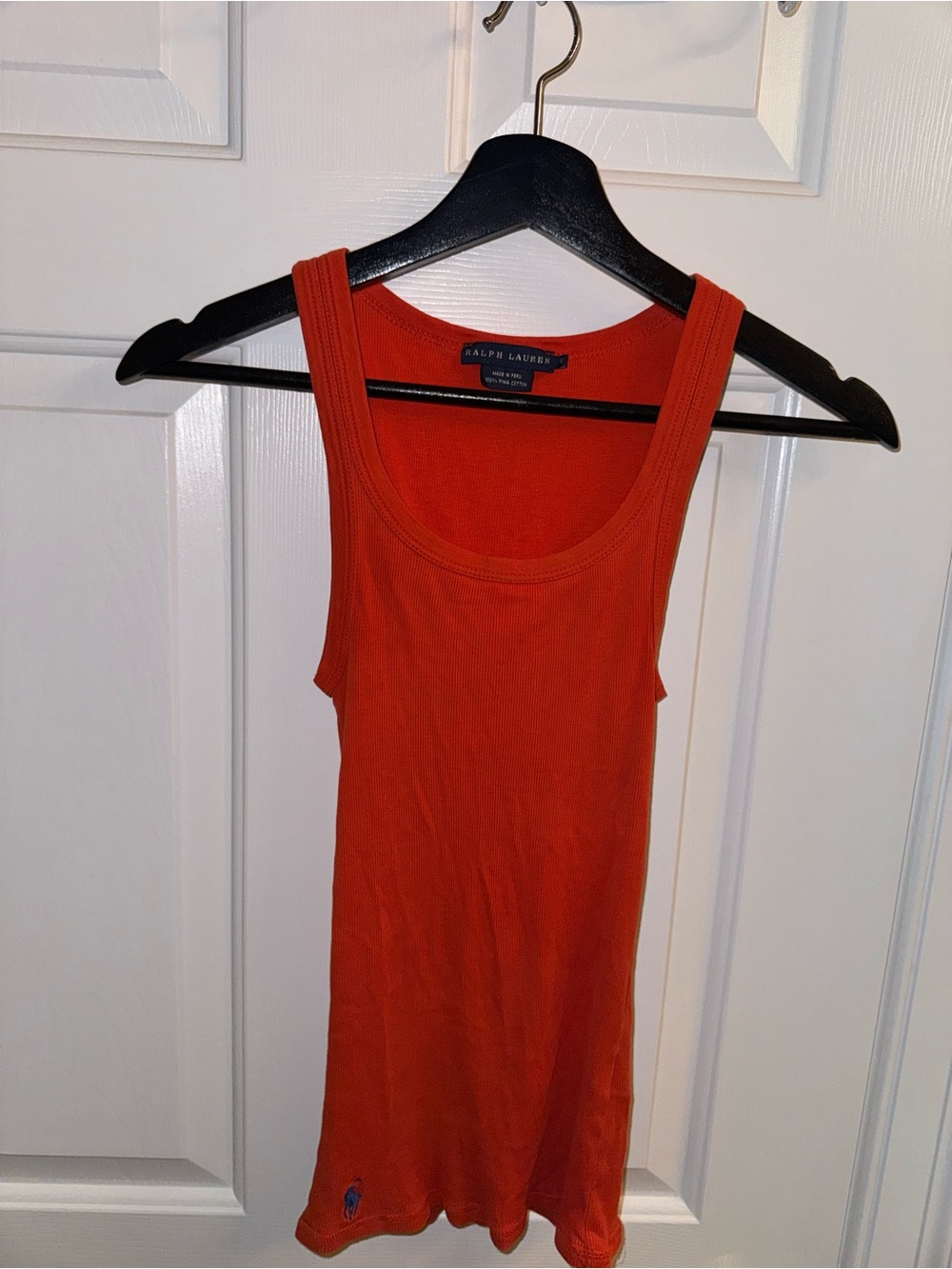 Ralph Lauren Orange Ribbed Tank Top, Size Small